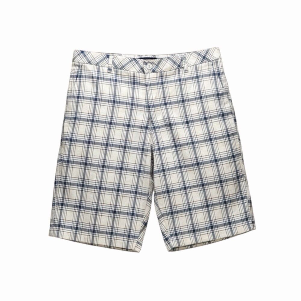 Izod Golf Mens Shorts Plaid White Red Blue 36
